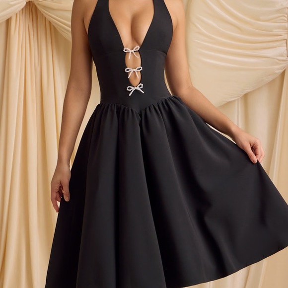 Elegant Black Midi Dress NWT